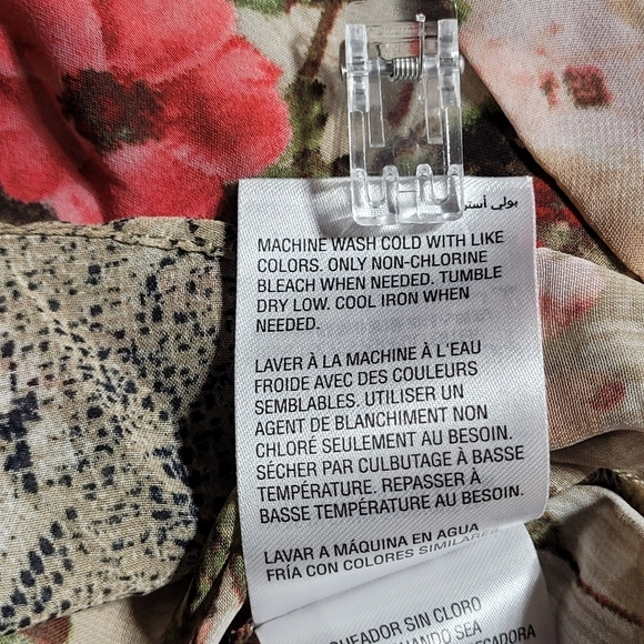 INC Floral & Snakeskin Sheer Faux Wrap Hi Lo Peplum Blouse Women's (S) - Picture 9 of 11